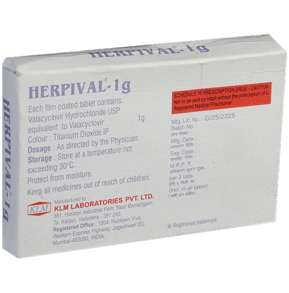 herpival 1000mg tablet 3's